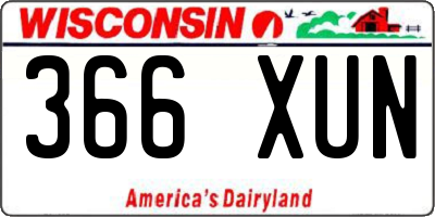 WI license plate 366XUN
