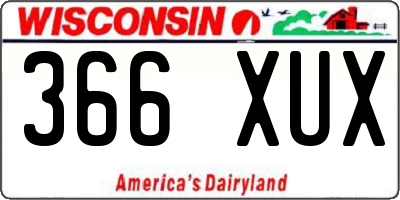 WI license plate 366XUX