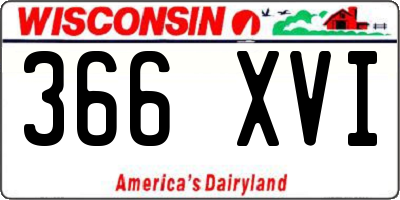 WI license plate 366XVI