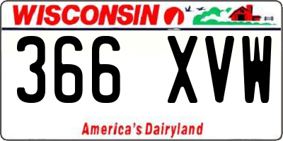 WI license plate 366XVW