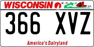 WI license plate 366XVZ