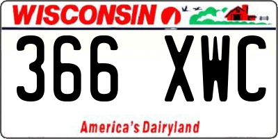 WI license plate 366XWC