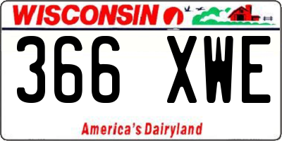 WI license plate 366XWE
