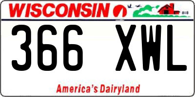 WI license plate 366XWL