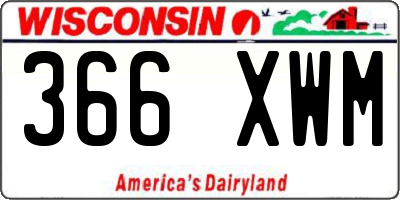 WI license plate 366XWM
