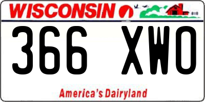 WI license plate 366XWO