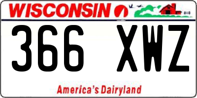 WI license plate 366XWZ
