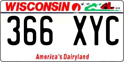 WI license plate 366XYC