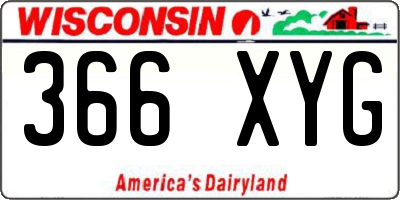 WI license plate 366XYG