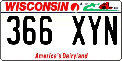 WI license plate 366XYN