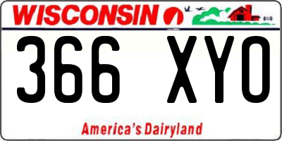 WI license plate 366XYO