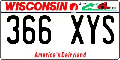 WI license plate 366XYS