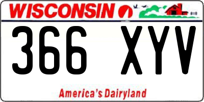 WI license plate 366XYV