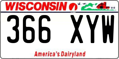 WI license plate 366XYW