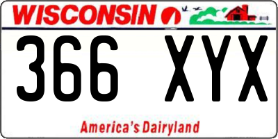 WI license plate 366XYX