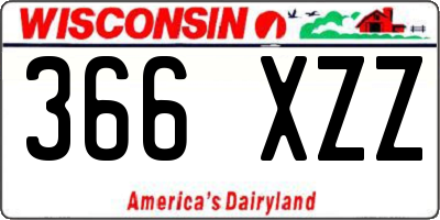 WI license plate 366XZZ