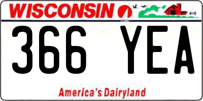 WI license plate 366YEA