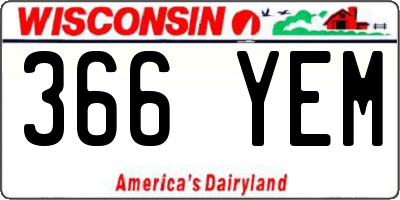 WI license plate 366YEM