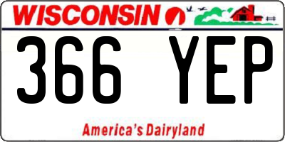 WI license plate 366YEP