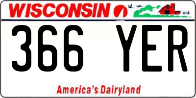 WI license plate 366YER