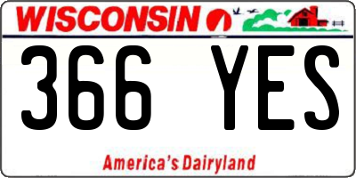 WI license plate 366YES