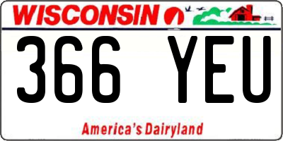 WI license plate 366YEU