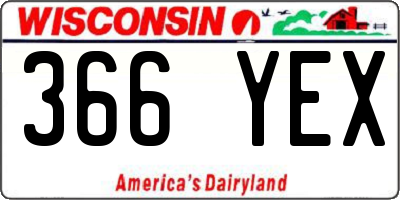 WI license plate 366YEX