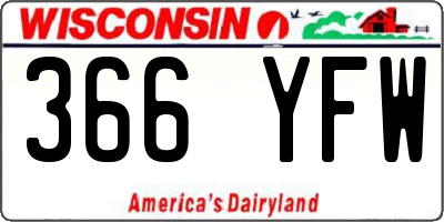 WI license plate 366YFW