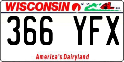 WI license plate 366YFX
