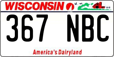 WI license plate 367NBC