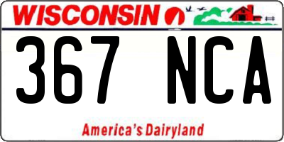 WI license plate 367NCA