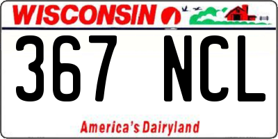 WI license plate 367NCL