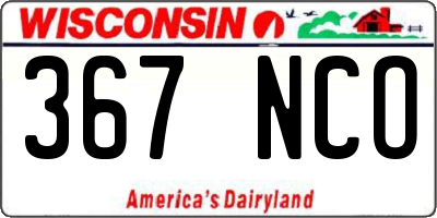 WI license plate 367NCO