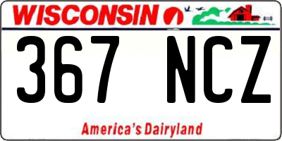 WI license plate 367NCZ