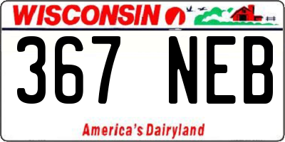 WI license plate 367NEB