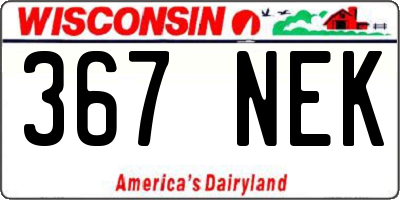 WI license plate 367NEK
