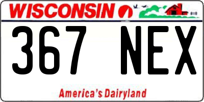 WI license plate 367NEX