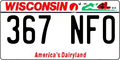 WI license plate 367NFO