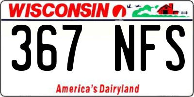 WI license plate 367NFS