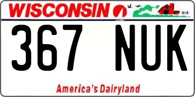 WI license plate 367NUK