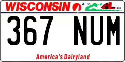 WI license plate 367NUM