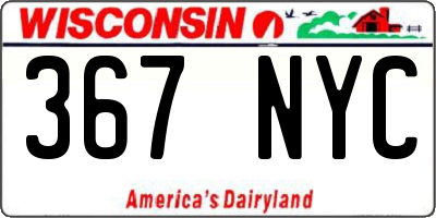 WI license plate 367NYC