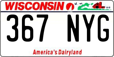 WI license plate 367NYG