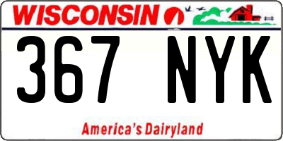 WI license plate 367NYK