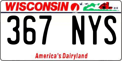 WI license plate 367NYS