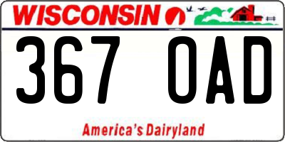 WI license plate 367OAD