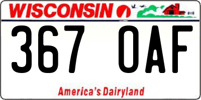 WI license plate 367OAF