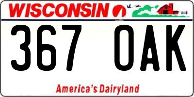 WI license plate 367OAK
