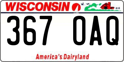 WI license plate 367OAQ