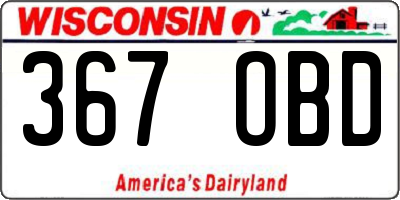 WI license plate 367OBD